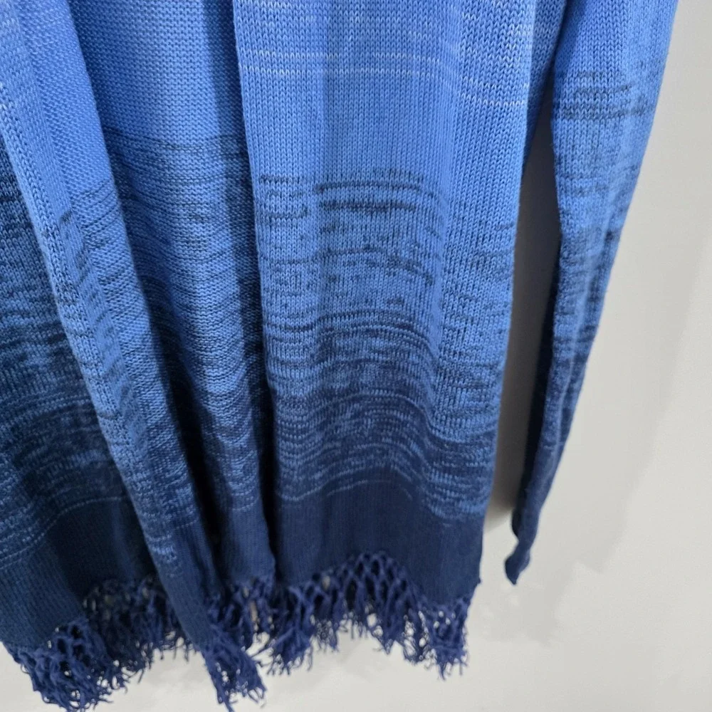 Lilly Pulitzer Womens Tatum Ombre Fringe Cardigan Sweater Size Xxs Blue Coastal‎